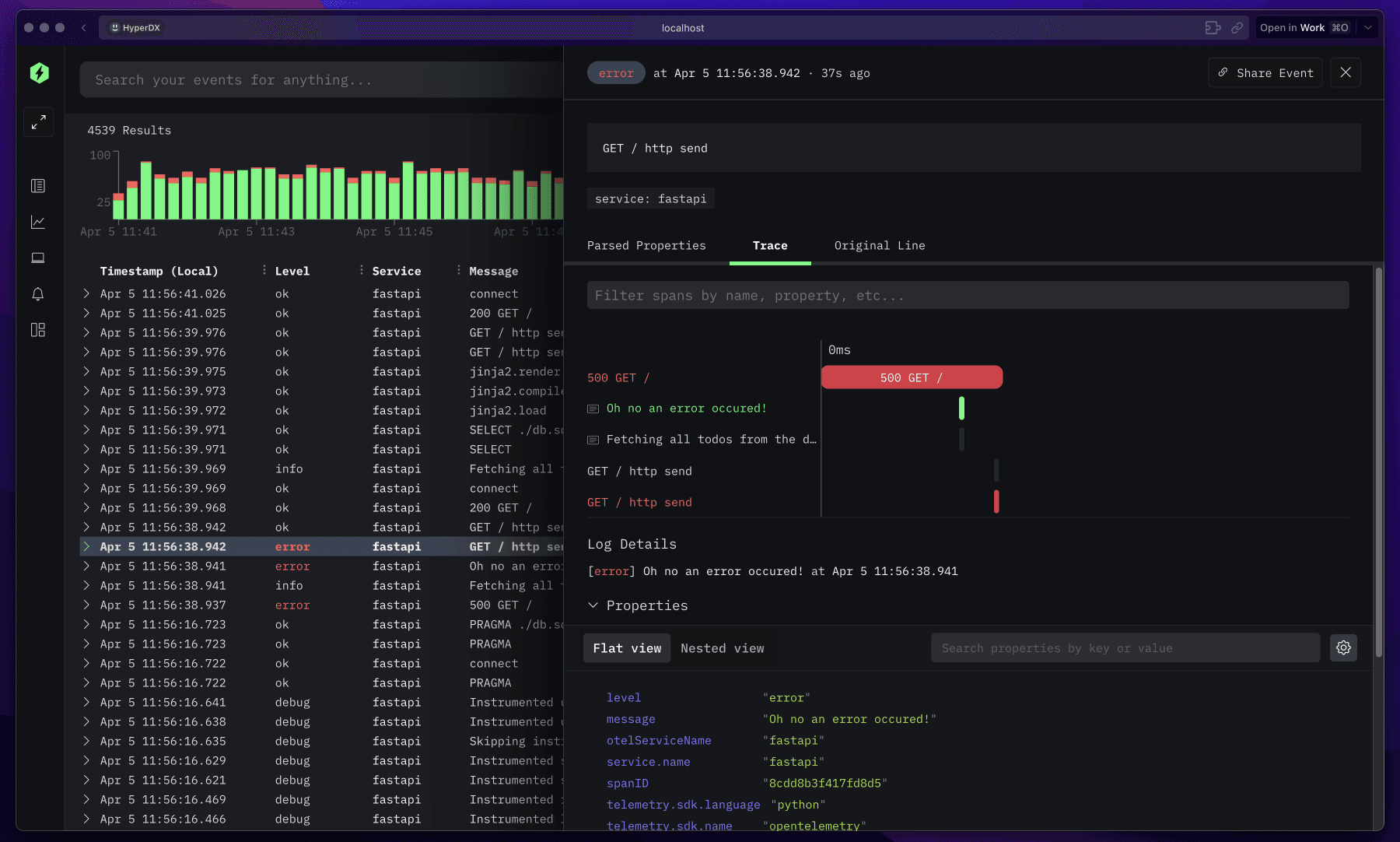 Error Logs with Traces